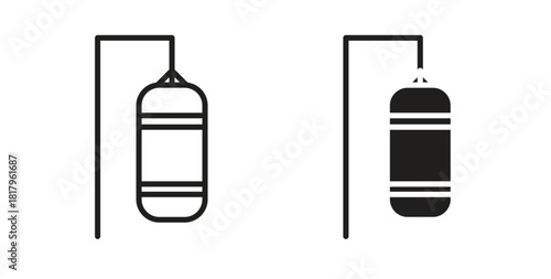 Punching bag icons with simple flat and thin stroke style