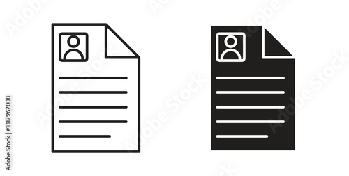 Resume icons with simple flat and thin stroke style