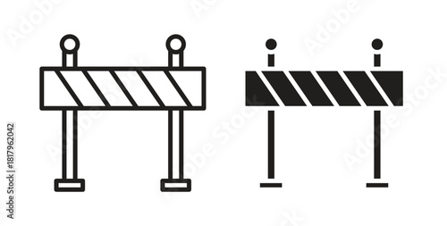 Roadblock icons with simple flat and thin stroke style