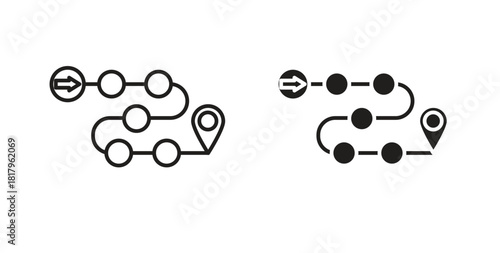 Roadmap icons with simple flat and thin stroke style