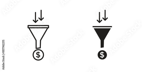 Sales funnel icons with simple flat and thin stroke style