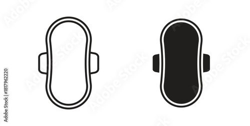 Sanitary pad icons with simple flat and thin stroke style