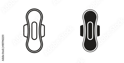 Sanitary pad icons with simple flat and thin stroke style