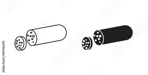 Sausage salami icons with simple flat and thin stroke style