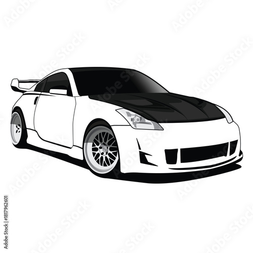 nissan 350z black and white vector