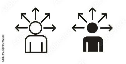 Self awareness icons with simple flat and thin stroke style