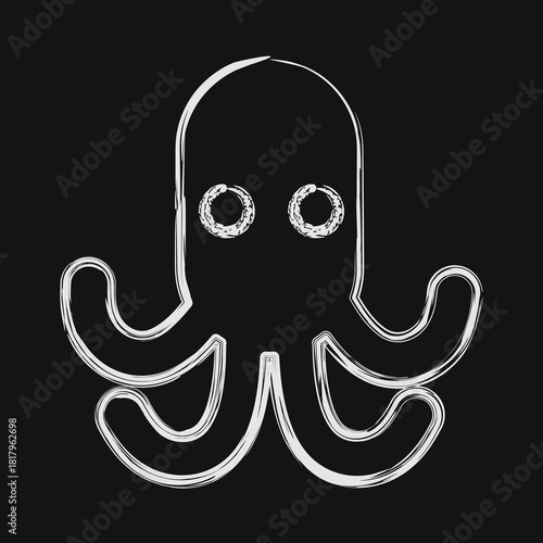 Icon octopus. Pirates theme elements. Icon in chalk style.