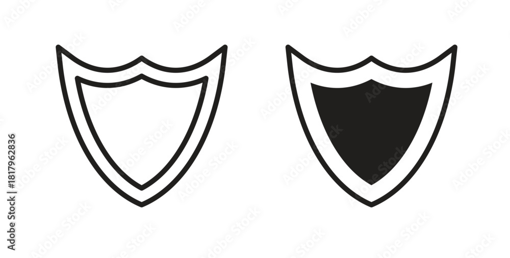 Fototapeta premium Shield icons with simple flat and thin stroke style