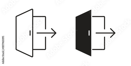 Sign out icons with simple flat and thin stroke style