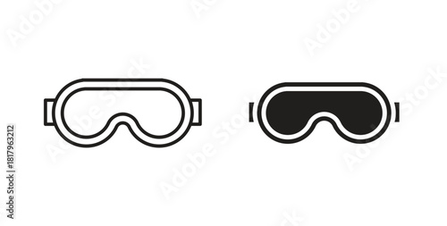 Ski goggles icons with simple flat and thin stroke style