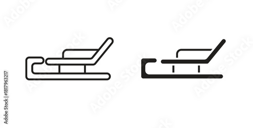 Sled icons with simple flat and thin stroke style