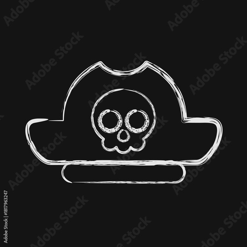 Icon pirate hat. Pirates theme elements. Icon in chalk style.