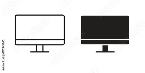 smart Television icons with simple flat and thin stroke style