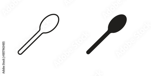 Spoon icons with simple flat and thin stroke style