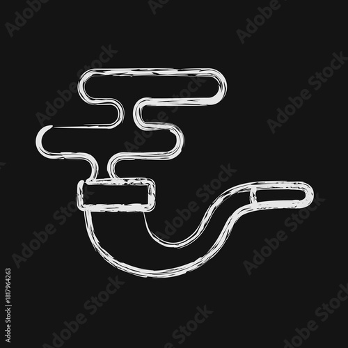 Icon smoking pipe. Pirates theme elements. Icon in chalk style.