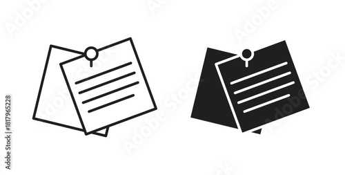 Sticky notes icons with simple flat and thin stroke style