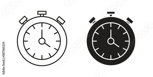 Stop watch icons with simple flat and thin stroke style