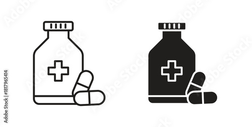 Supplement icons with simple flat and thin stroke style