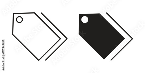 Tags icons with simple flat and thin stroke style