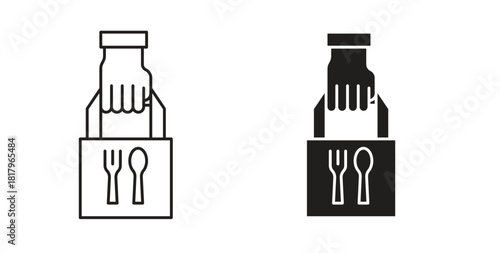 Take away food icons with simple flat and thin stroke style