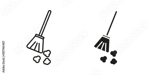 Sweeping icons with simple flat and thin stroke style