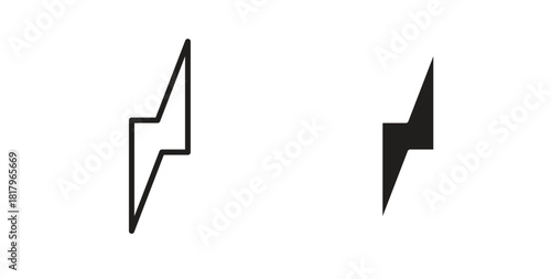 Thunder bolt icons with simple flat and thin stroke style