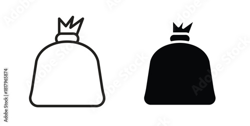 Trash bag icons with simple flat and thin stroke style