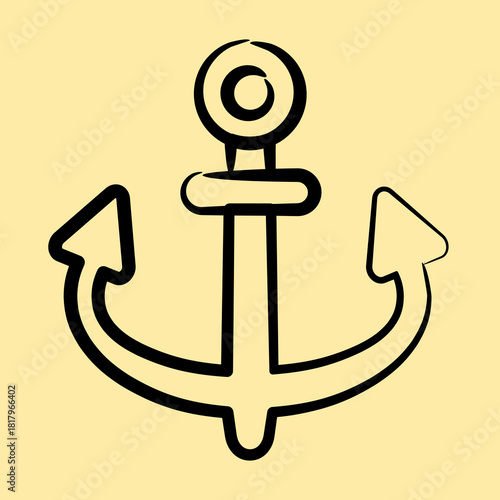 Icon anchor. Pirates theme elements. Icon in hand drawn style.