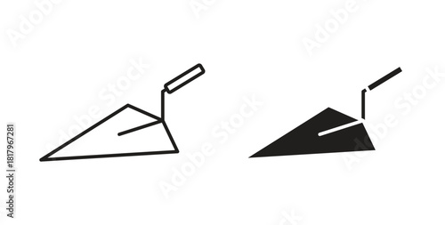Trowel icons with simple flat and thin stroke style
