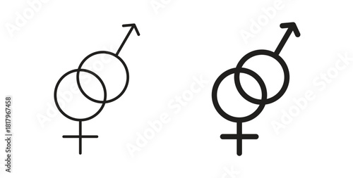 Unisex icons with simple flat and thin stroke style