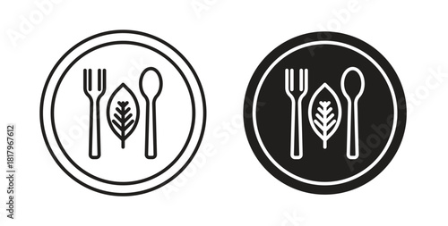 Vegetarian food icons with simple flat and thin stroke style
