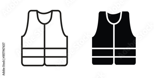 Vest jacket icons with simple flat and thin stroke style