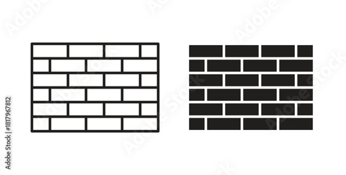 Wall icons with simple flat and thin stroke style