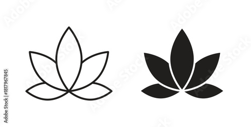 Water lily icons with simple flat and thin stroke style