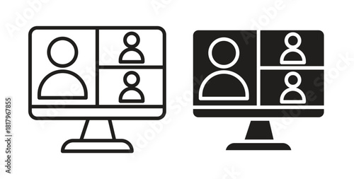 Webinar icons with simple flat and thin stroke style