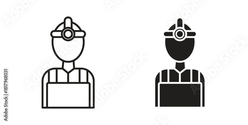 Worker icons with simple flat and thin stroke style