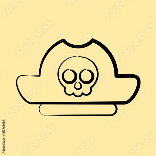 Icon pirate hat. Pirates theme elements. Icon in hand drawn style.