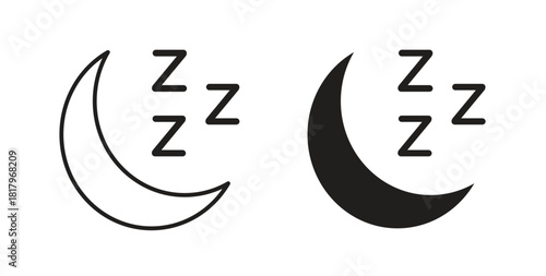 Zzz icons with simple flat and thin stroke style