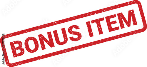 Grungy stamp effect vector graphic showing BONUS ITEM text for promotions and special offers