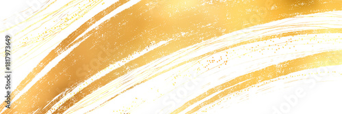 お正月風金色のブラシストローク輝く豪華横長背景