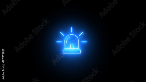 Neon line  Danger warning signal illustration. Security system alert symbol