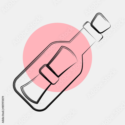 Icon bottle mail. Pirates theme elements. Icon in color spot style.