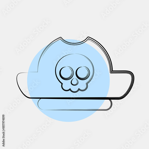 Icon pirate hat. Pirates theme elements. Icon in color spot style.