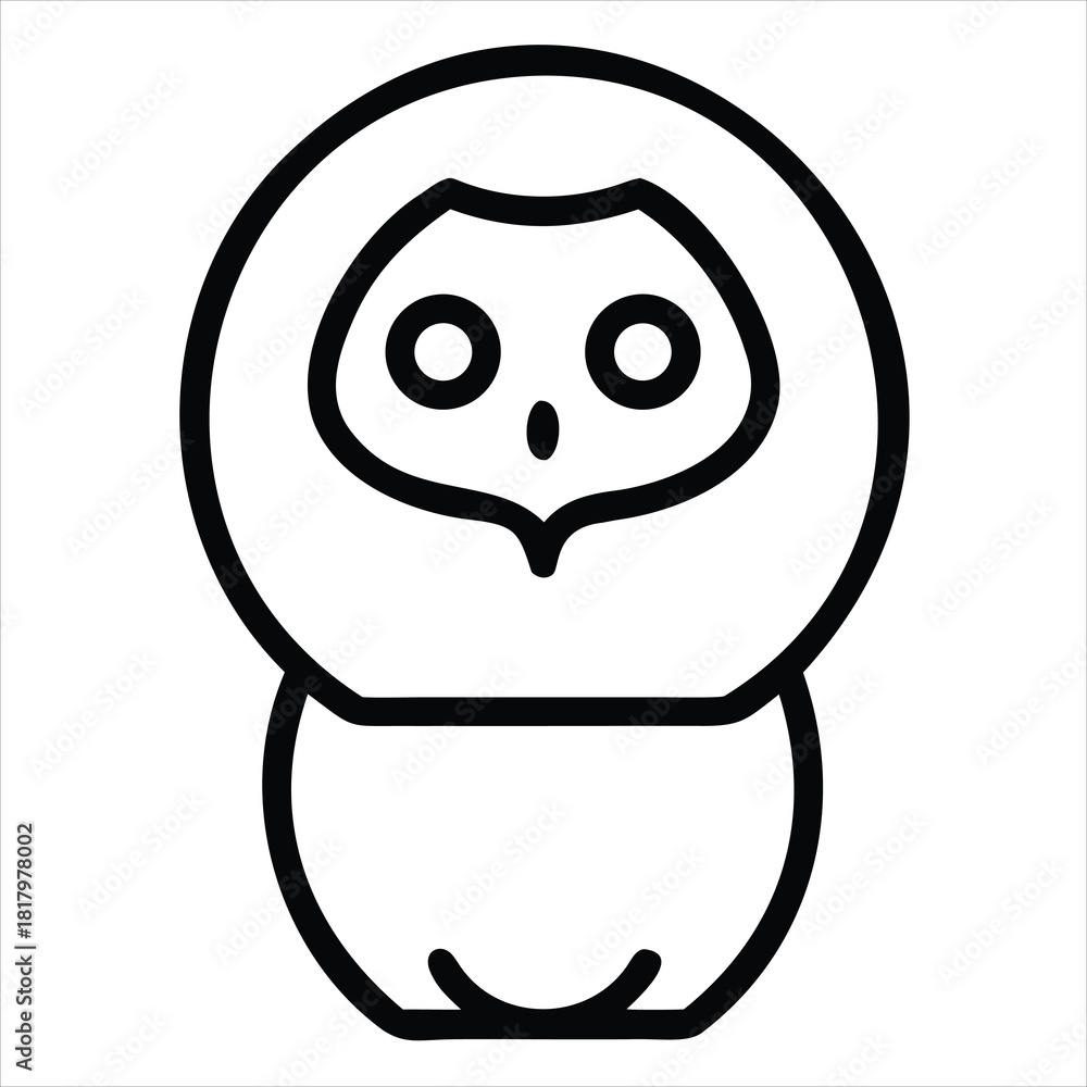 Obraz premium Simple line art icon of nesting doll matryoshka toy folk souvenir russia traditional russian art outline drawing vector illustration isolated