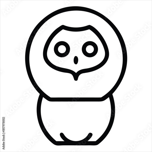 Simple line art icon of nesting doll matryoshka toy folk souvenir russia traditional russian art outline drawing vector illustration isolated