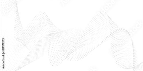 Beautiful wave form an array of glowing dots. An abstract stream of dots.