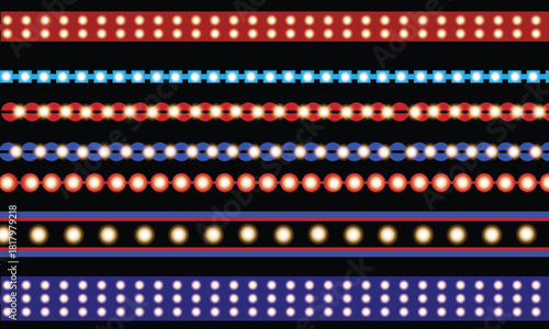 Colorful LED Light Strips on Black Background.