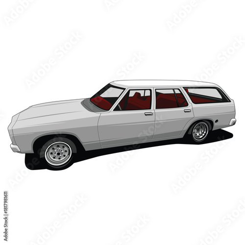 retro classic wagon car vector art