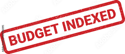 Administrative rectangular grunge rubber stamp showing a budget has been indexed for archiving and reference