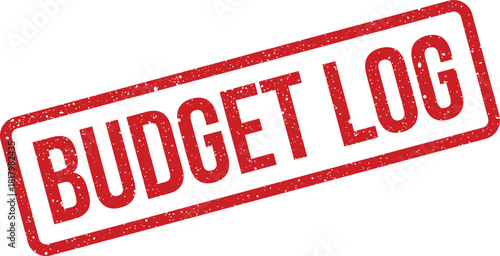 Distressed budget log stamp icon for tracking expenditures or managing financial records in a detailed system